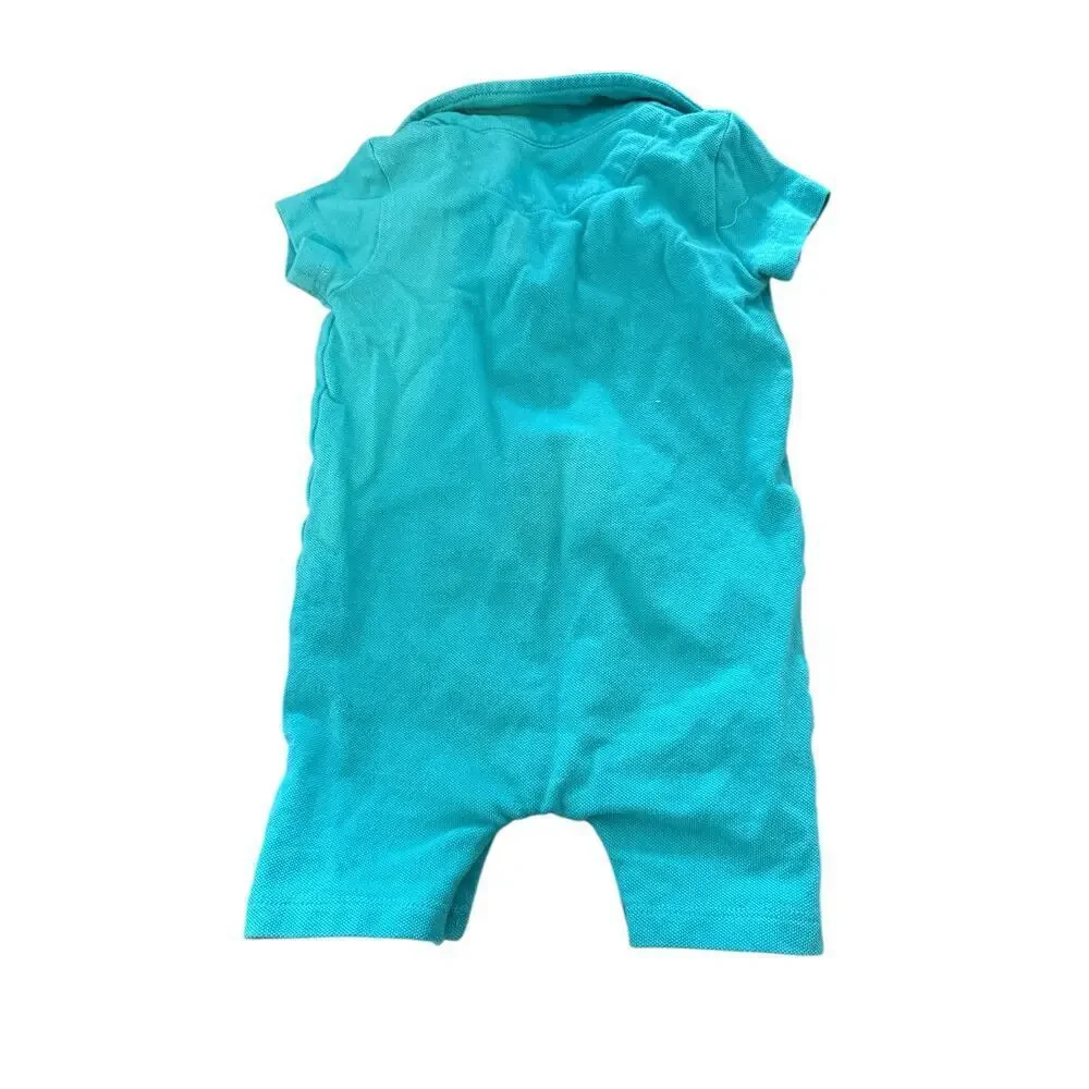 Me and Henry Baby Drift Pale Blue Pique Polo Romper Size 12-18M